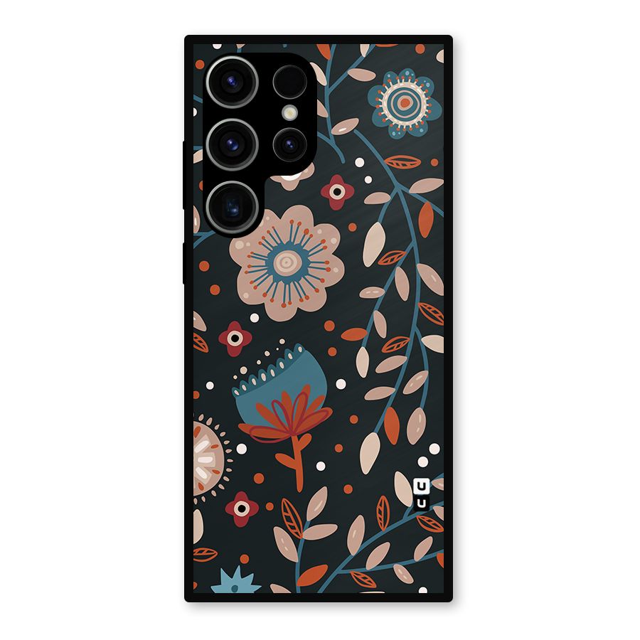 Nordic Arts Flowery Space Metal Back Case for Galaxy S23 Ultra