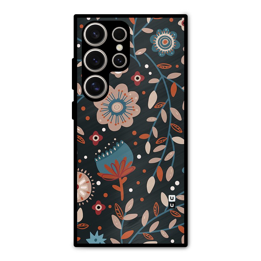 Nordic Arts Flowery Space Metal Back Case for Galaxy S24 Ultra