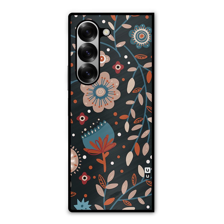 Nordic Arts Flowery Space Metal Back Case for Galaxy Z Fold6