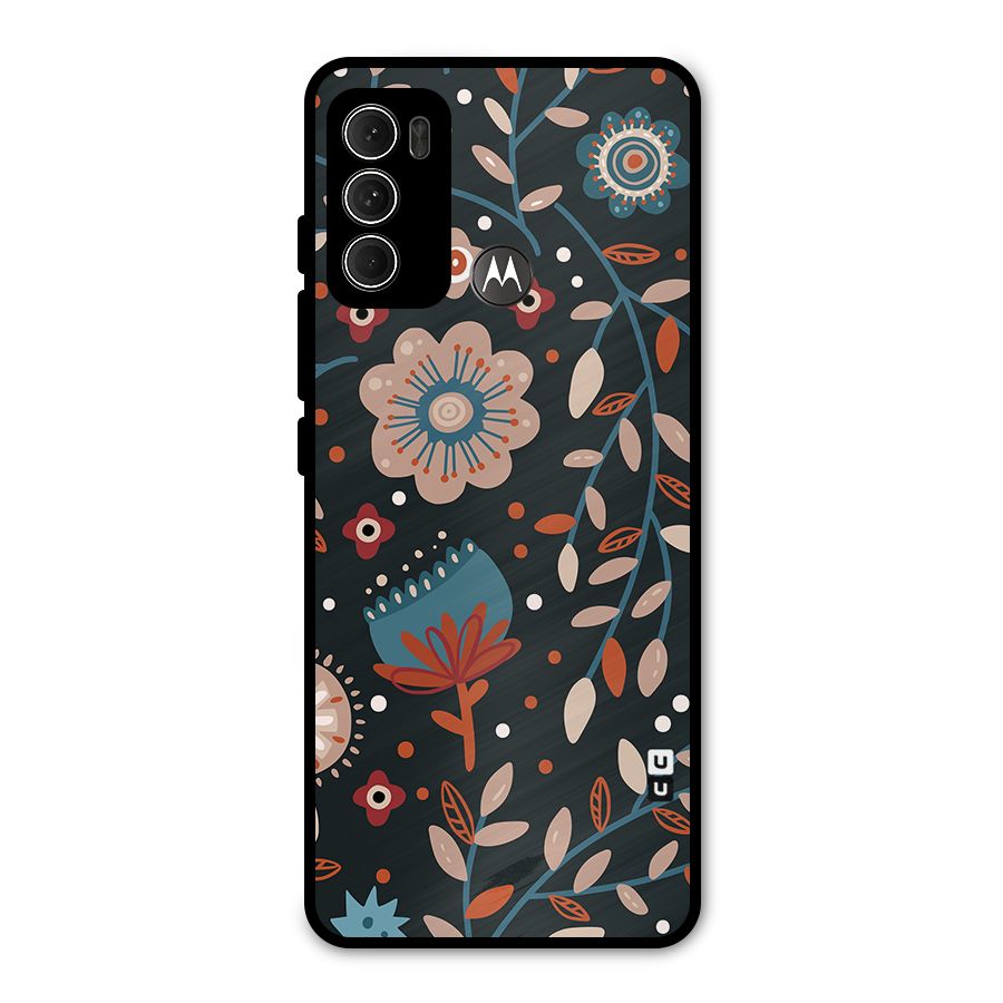 Nordic Arts Flowery Space Metal Back Case for Moto G60