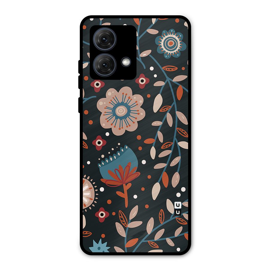 Nordic Arts Flowery Space Metal Back Case for Moto G84