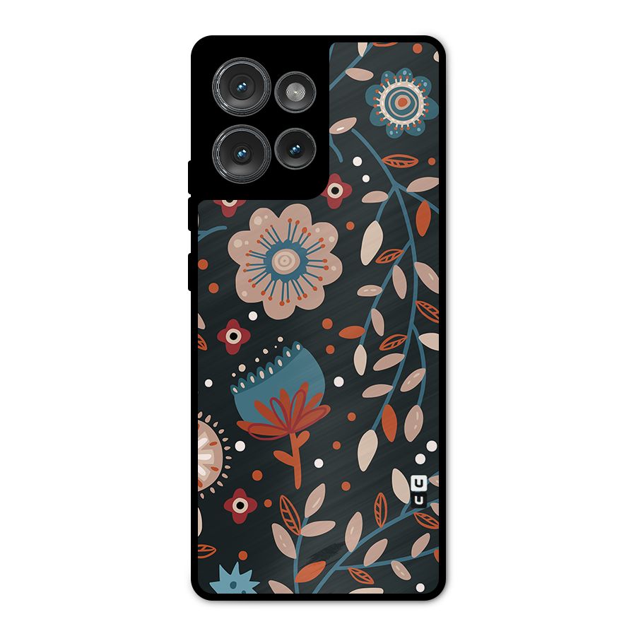 Nordic Arts Flowery Space Metal Back Case for Motorola Edge 50