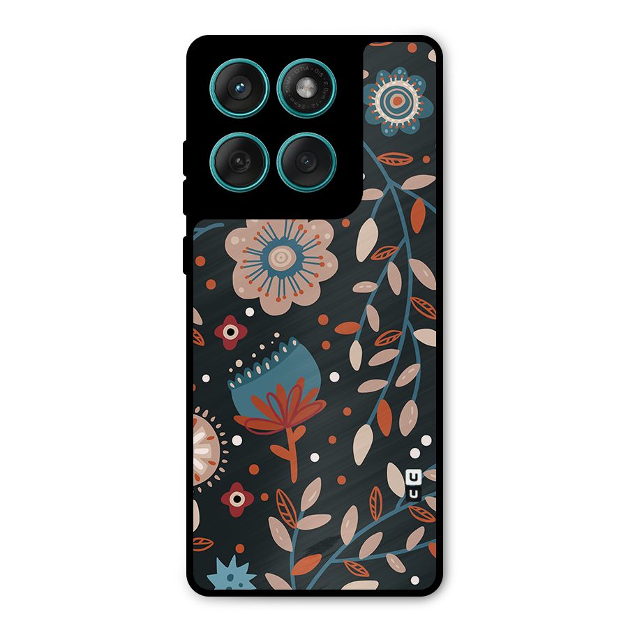 Nordic Arts Flowery Space Metal Back Case for Motorola Edge 60