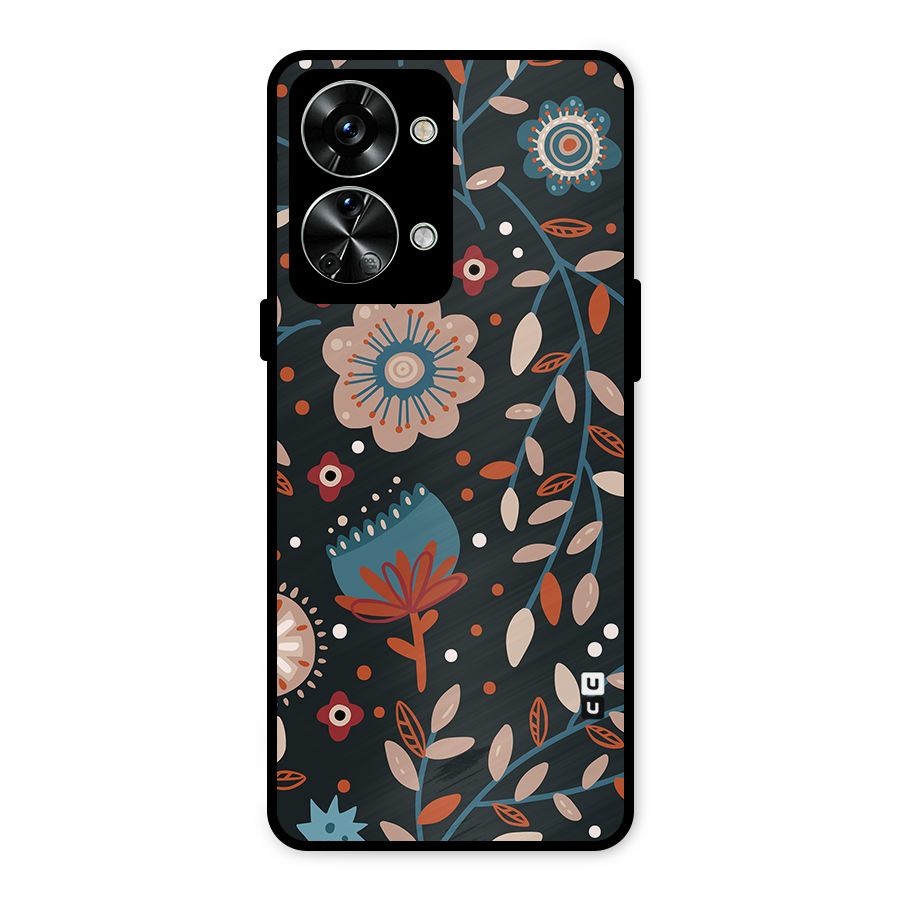 Nordic Arts Flowery Space Metal Back Case for OnePlus Nord 2T