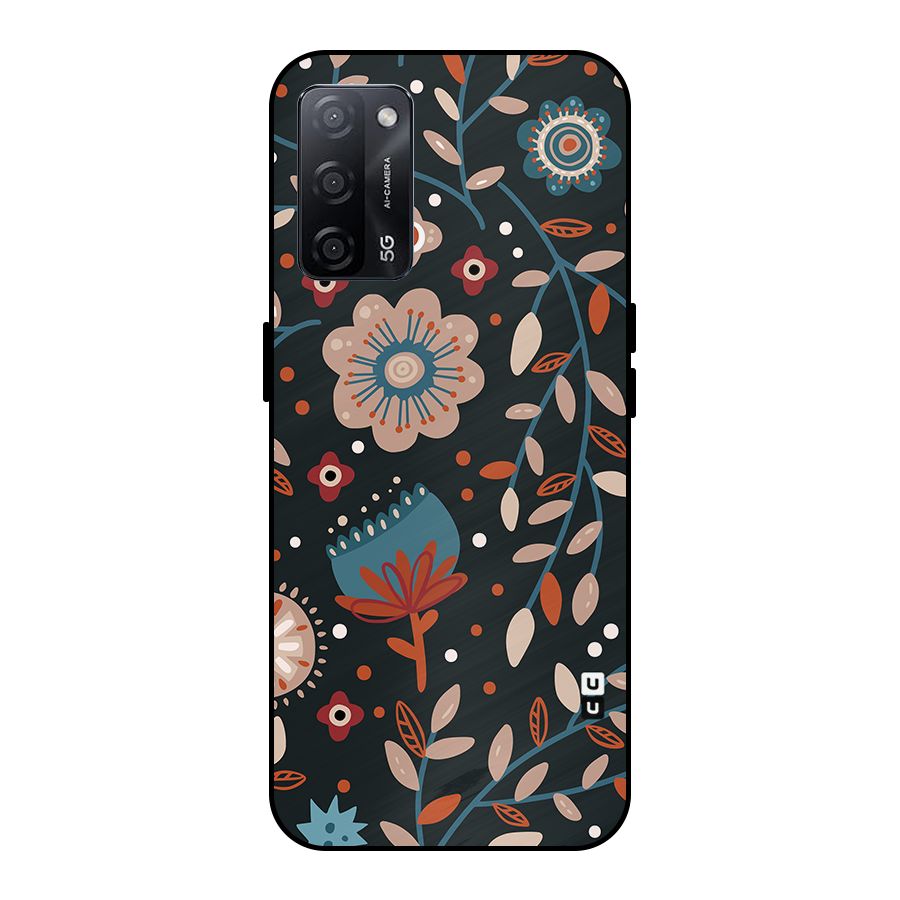 Nordic Arts Flowery Space Metal Back Case for Oppo A53s 5G