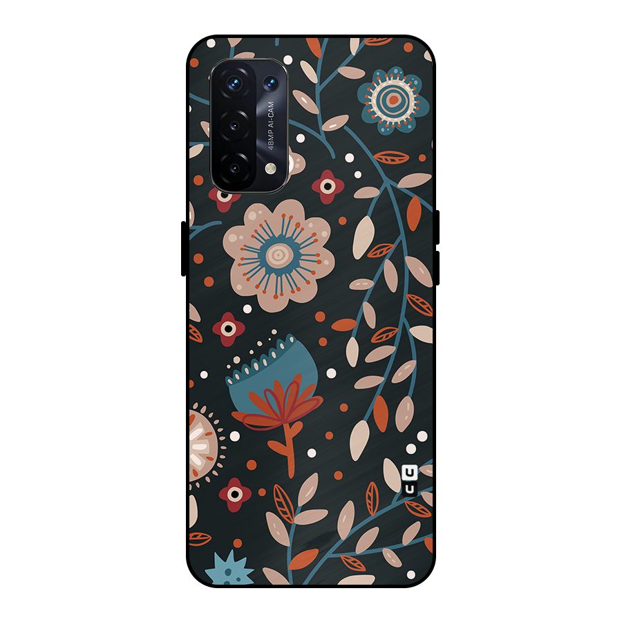 Nordic Arts Flowery Space Metal Back Case for Oppo A74 5G