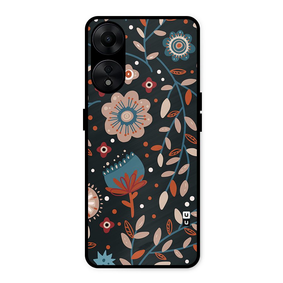 Nordic Arts Flowery Space Metal Back Case for Oppo A78 5G