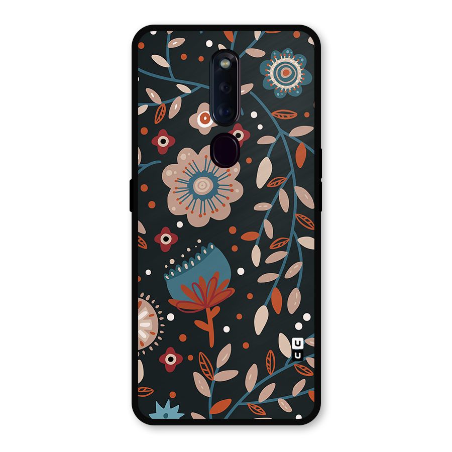 Nordic Arts Flowery Space Metal Back Case for Oppo F11 Pro