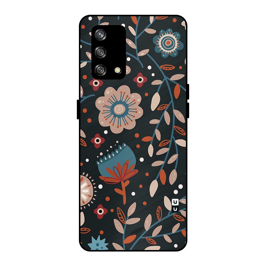 Nordic Arts Flowery Space Metal Back Case for Oppo F19