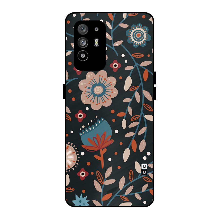 Nordic Arts Flowery Space Metal Back Case for Oppo F19 Pro Plus 5G