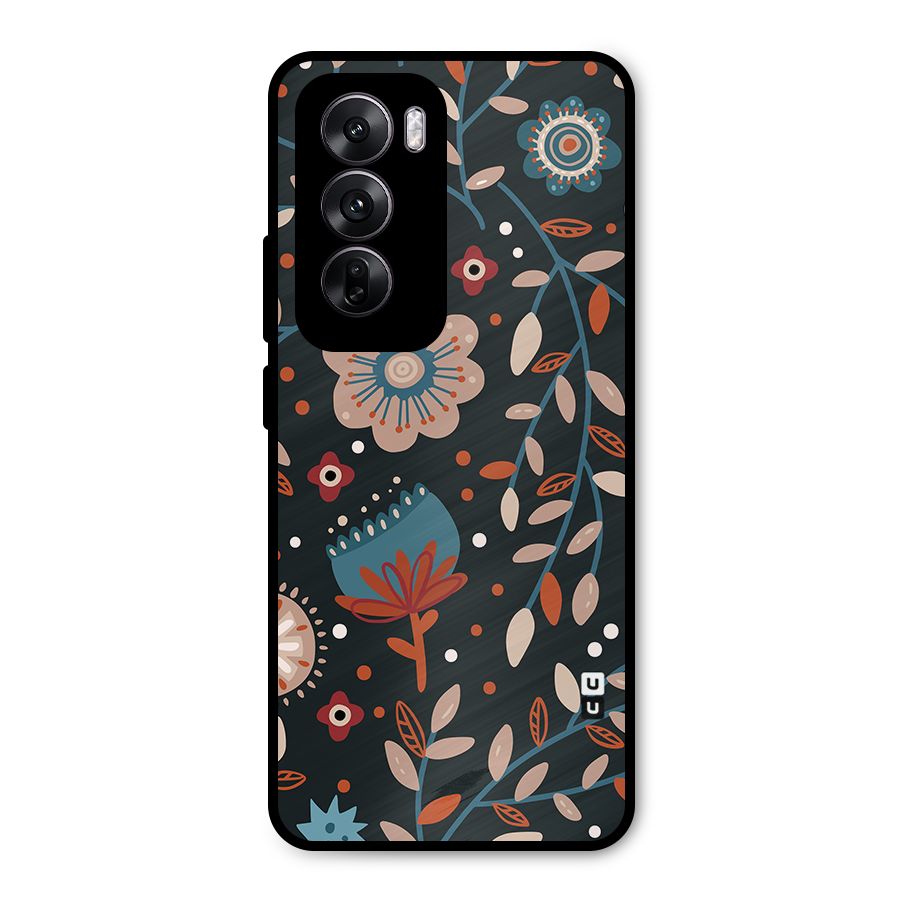 Nordic Arts Flowery Space Metal Back Case for Oppo Reno12
