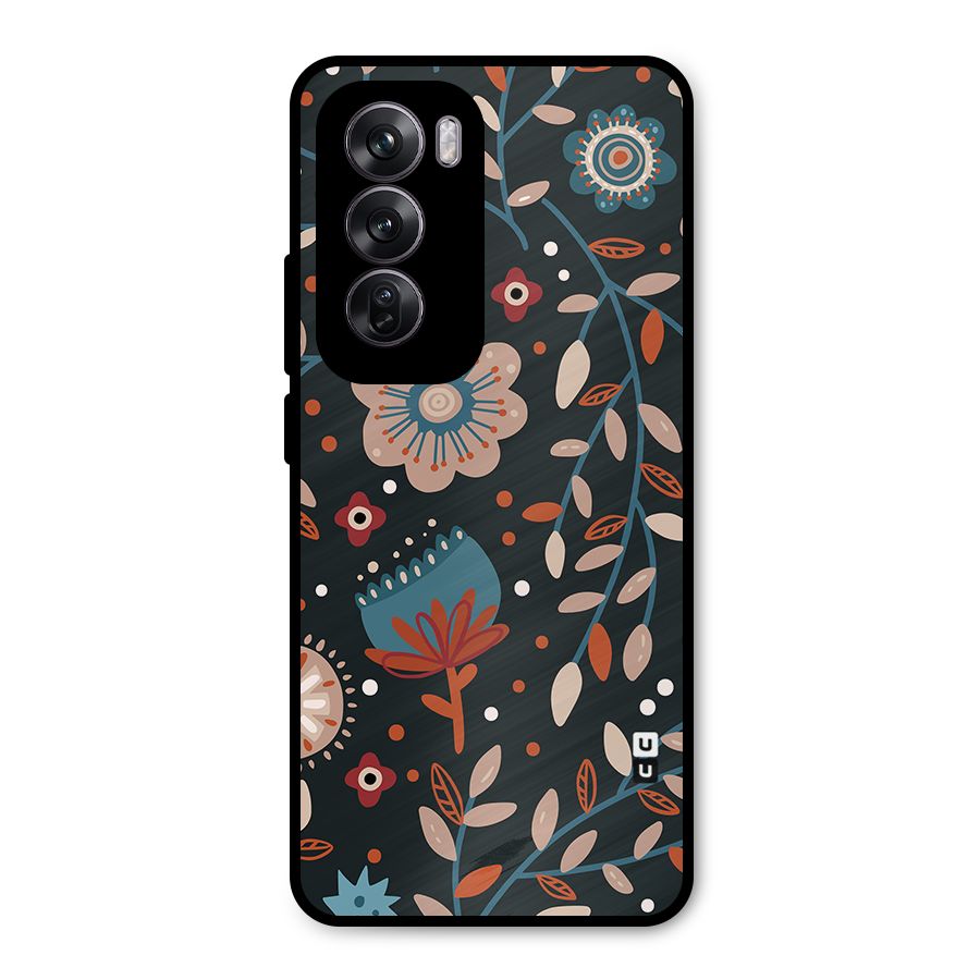 Nordic Arts Flowery Space Metal Back Case for Oppo Reno12 Pro