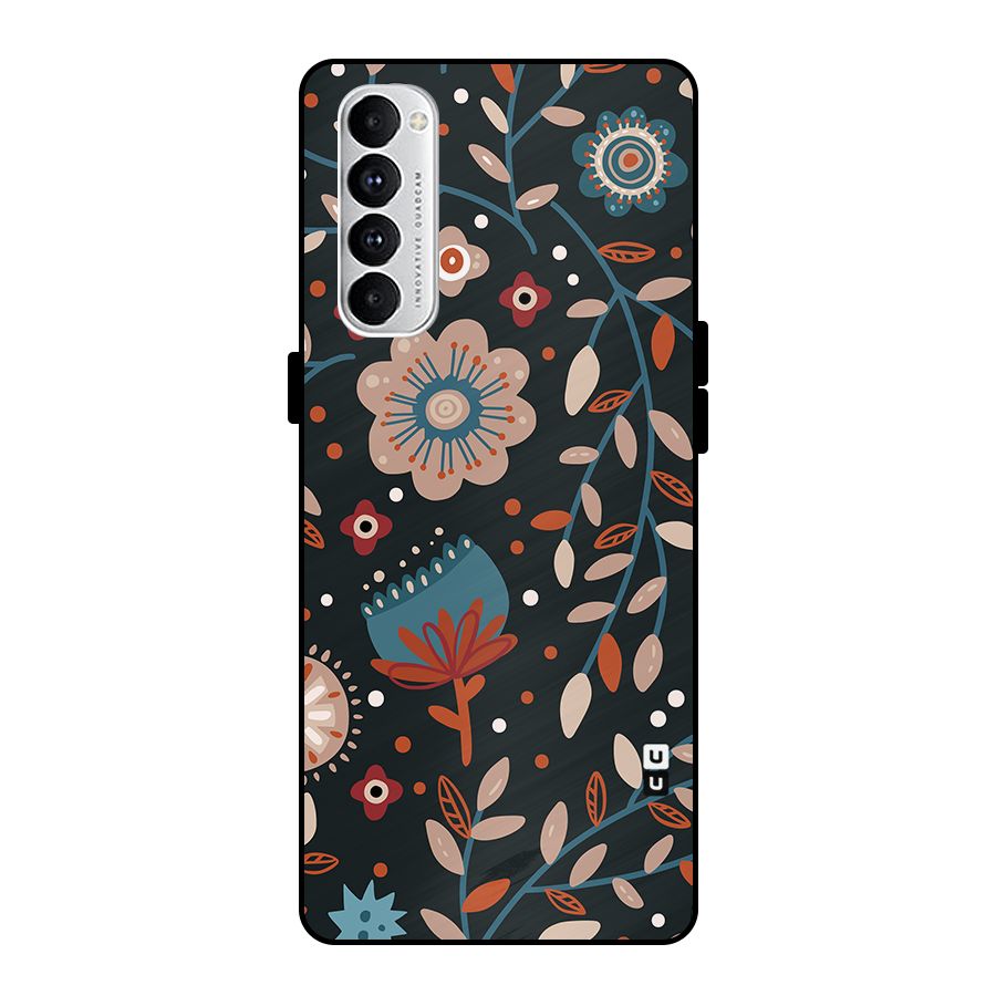 Nordic Arts Flowery Space Metal Back Case for Oppo Reno4 Pro