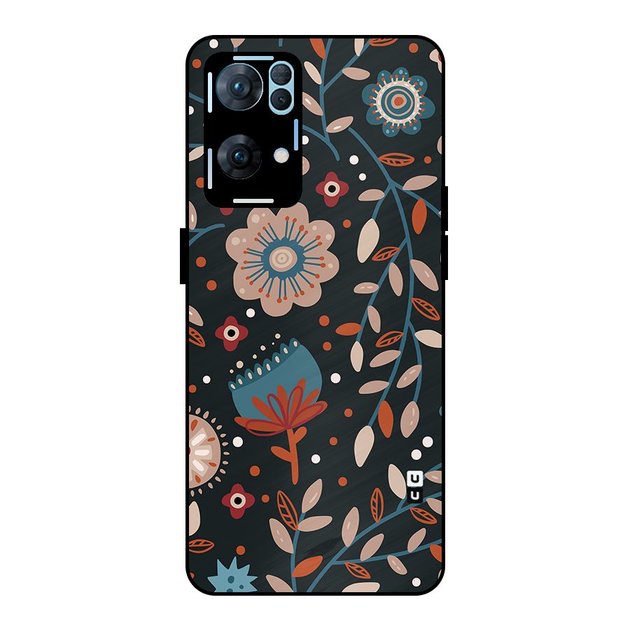 Nordic Arts Flowery Space Metal Back Case for Oppo Reno7 Pro 5G