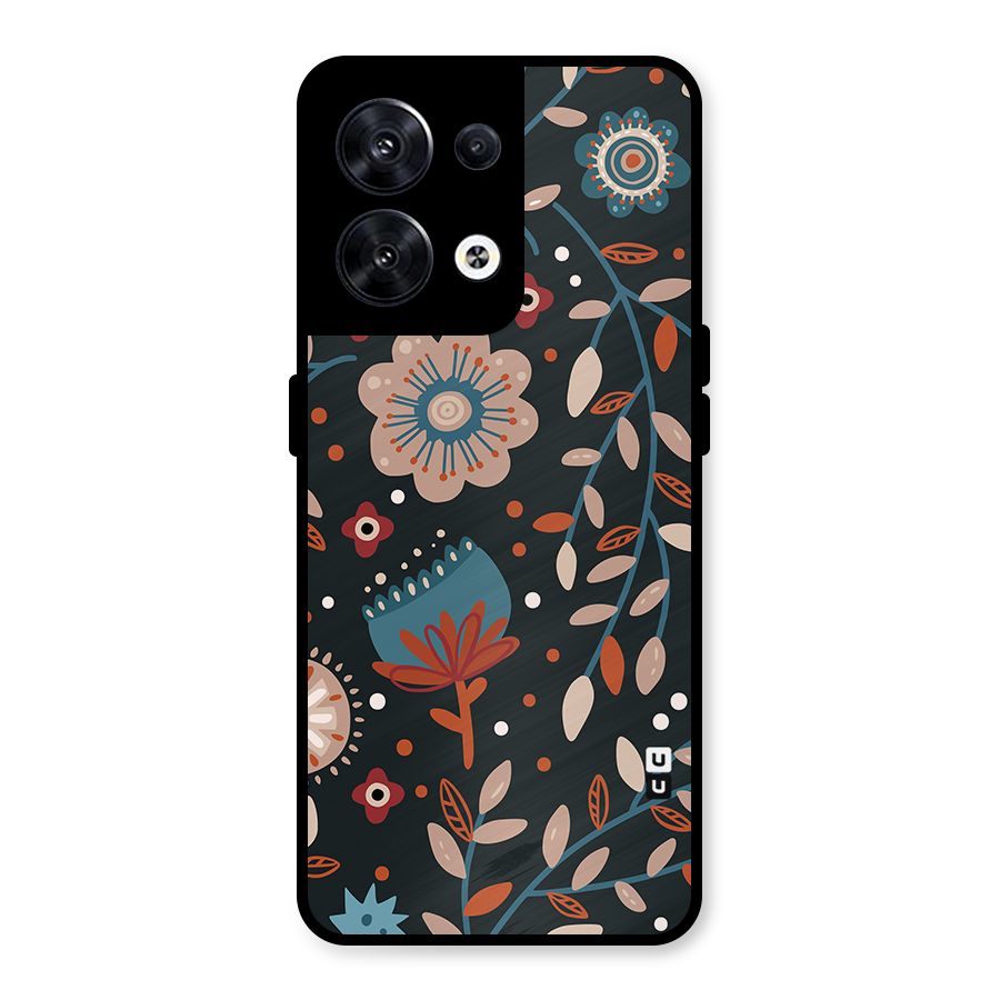 Nordic Arts Flowery Space Metal Back Case for Oppo Reno8 5G