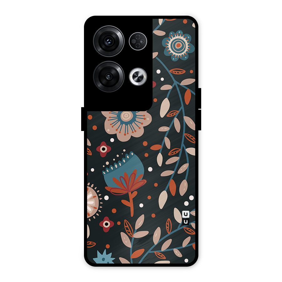 Nordic Arts Flowery Space Metal Back Case for Oppo Reno8 Pro 5G