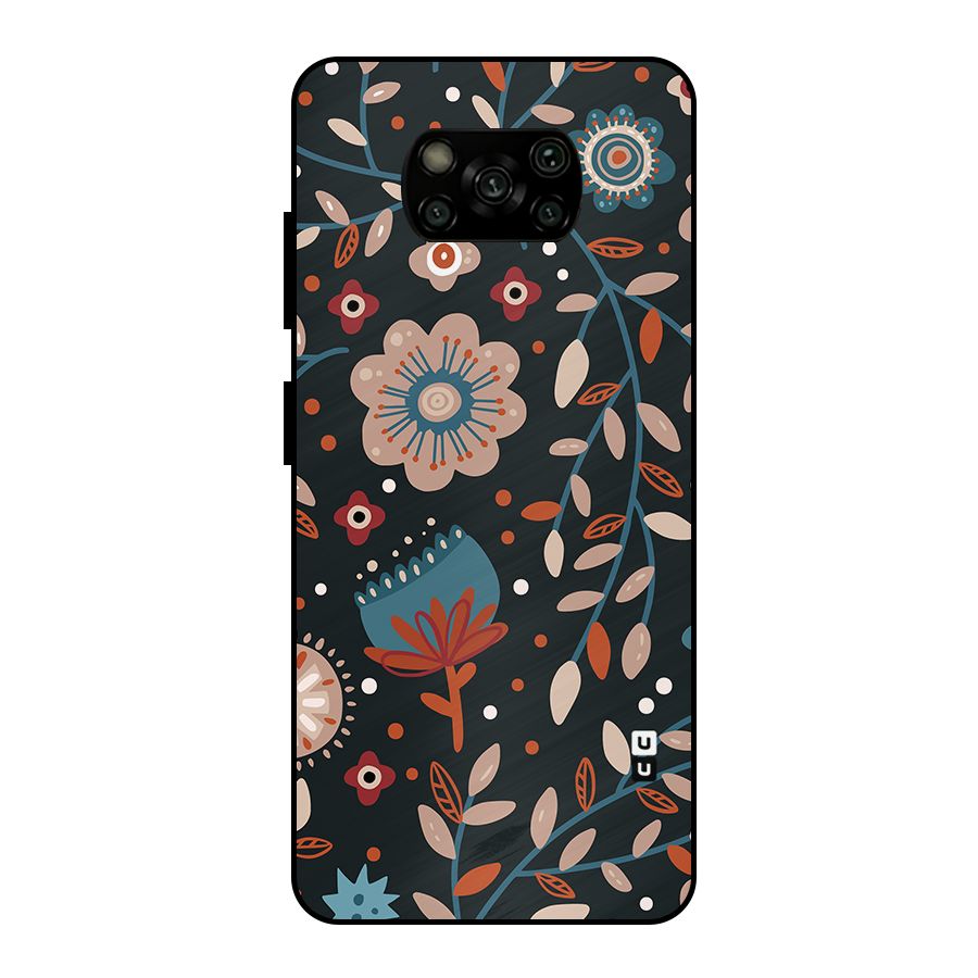 Nordic Arts Flowery Space Metal Back Case for Poco X3