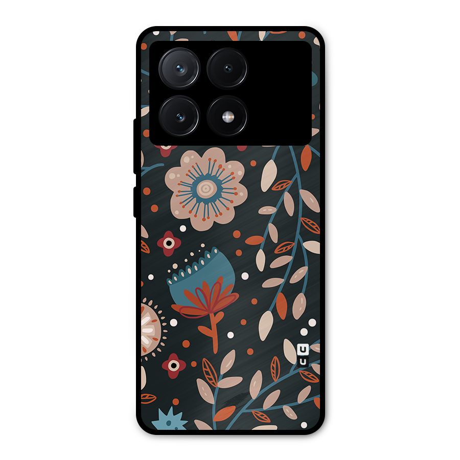 Nordic Arts Flowery Space Metal Back Case for Poco X6 Pro