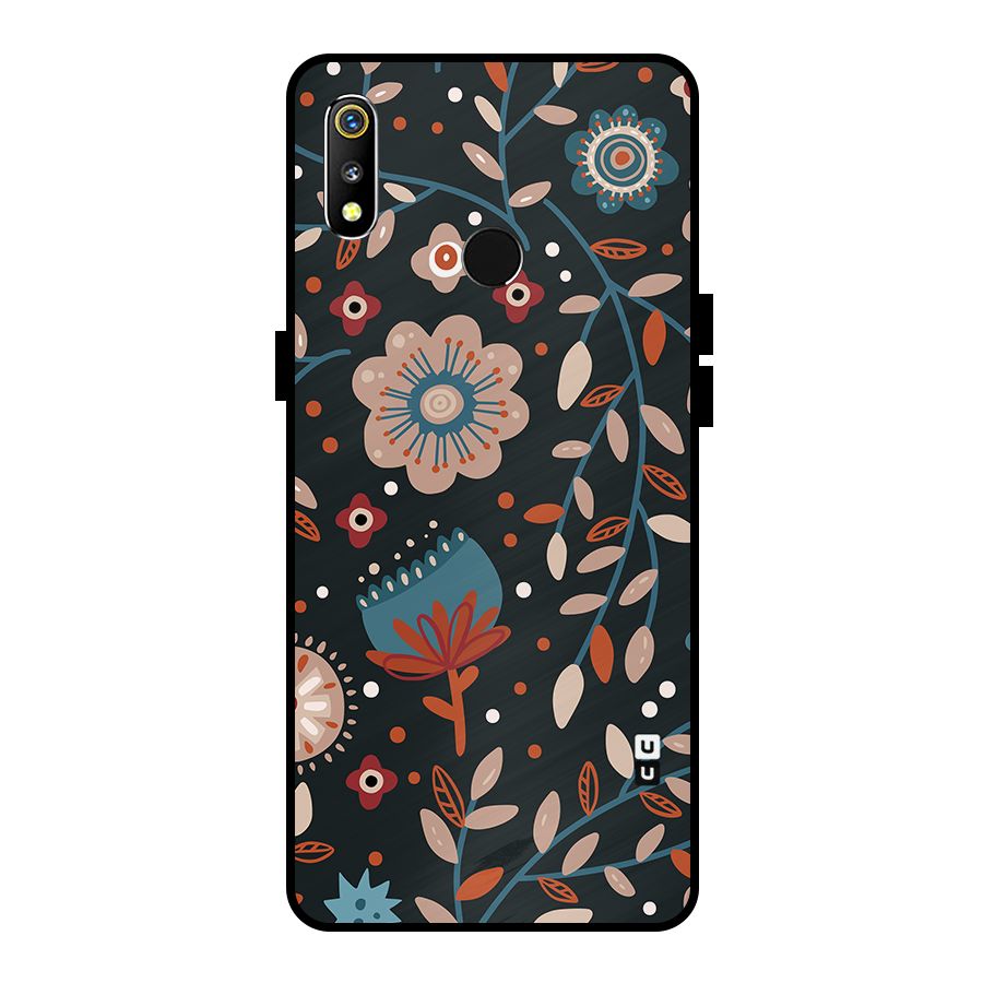 Nordic Arts Flowery Space Metal Back Case for Realme 3i