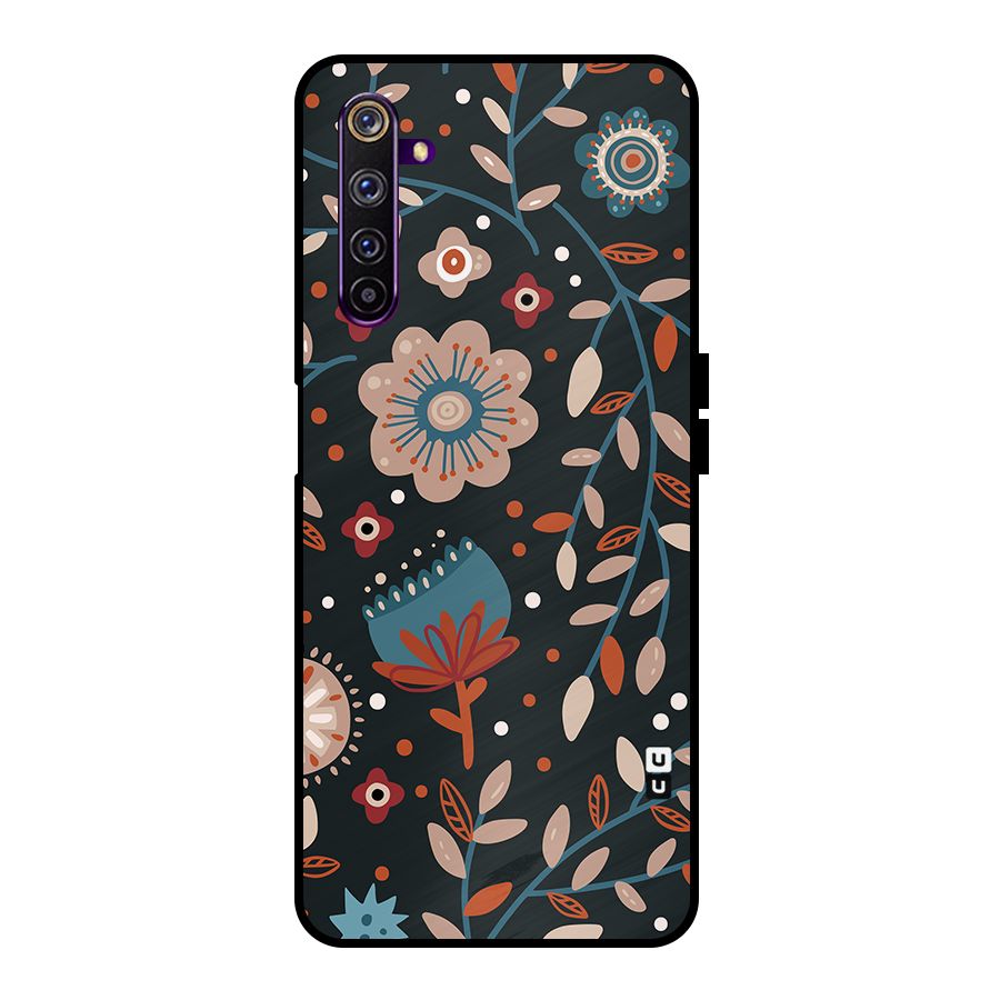 Nordic Arts Flowery Space Metal Back Case for Realme 6 Pro
