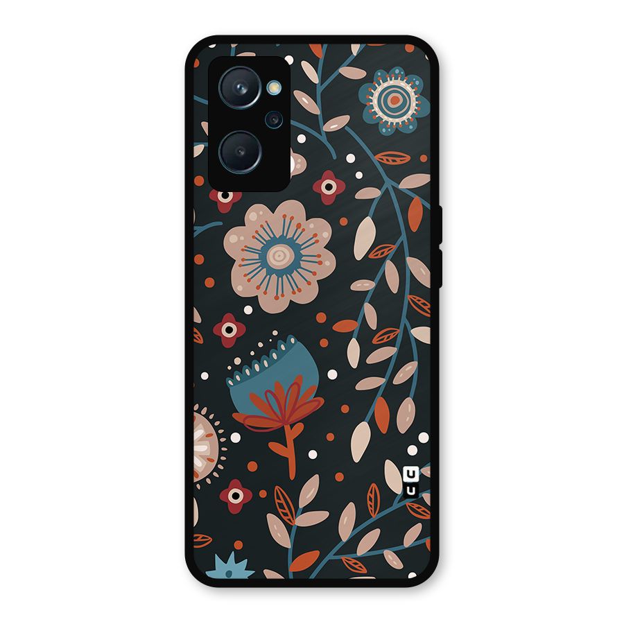 Nordic Arts Flowery Space Metal Back Case for Realme 9i