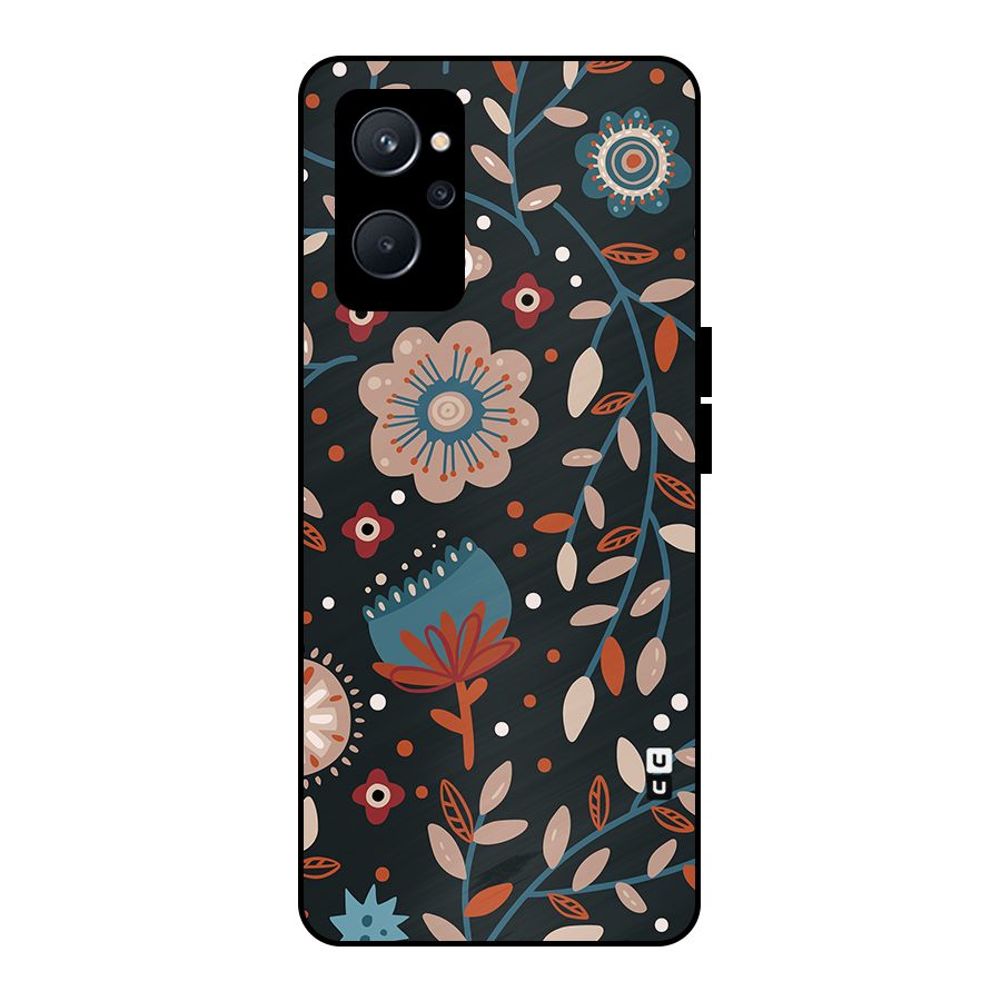 Nordic Arts Flowery Space Metal Back Case for Realme 9i 5G