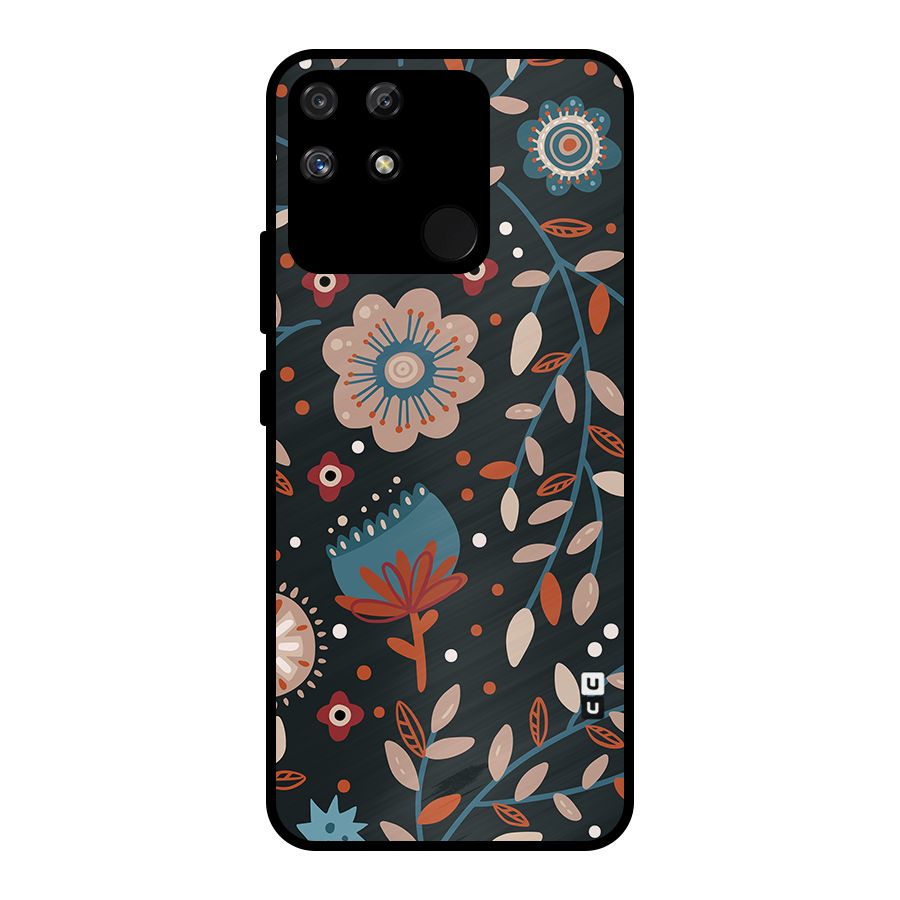Nordic Arts Flowery Space Metal Back Case for Realme Narzo 50A