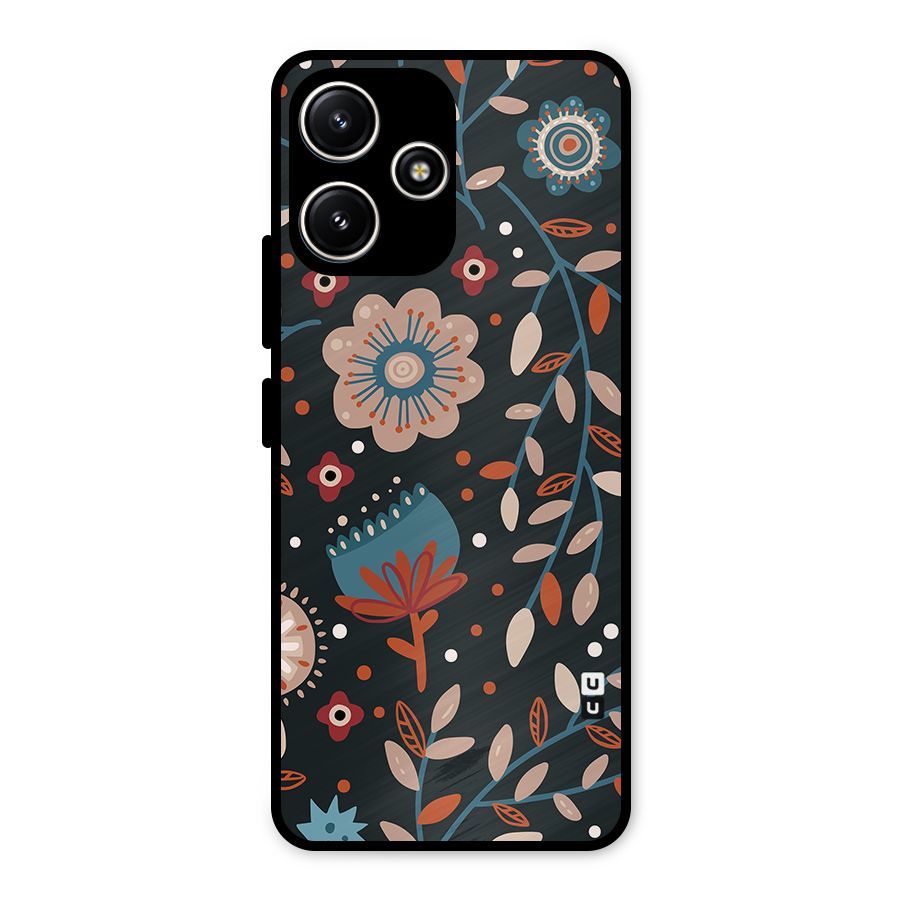 Nordic Arts Flowery Space Metal Back Case for Redmi 12 5G