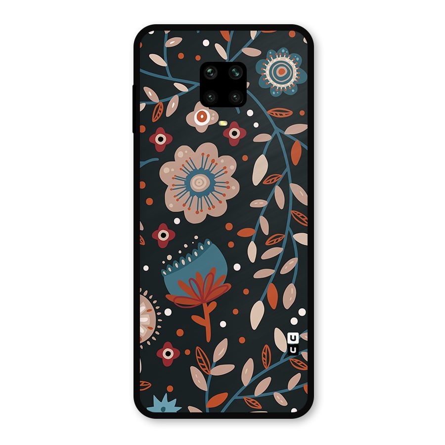 Nordic Arts Flowery Space Metal Back Case for Redmi Note 9 Pro