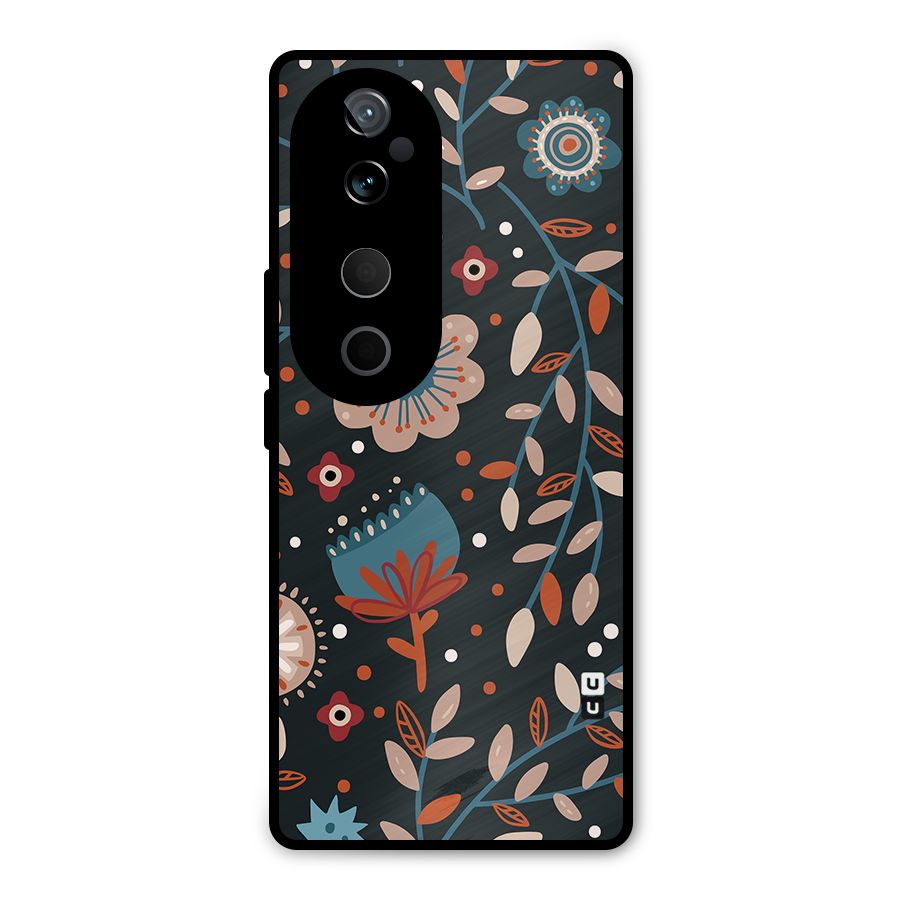 Nordic Arts Flowery Space Metal Back Case for Vivo T3 Ultra