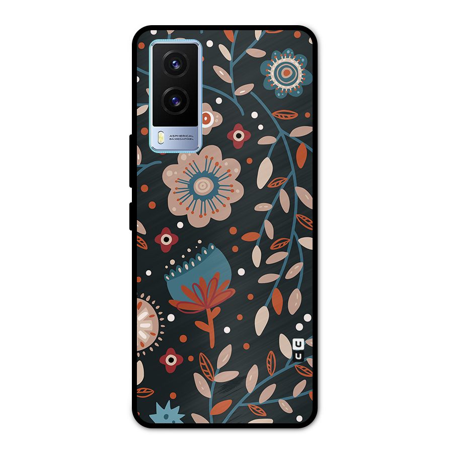Nordic Arts Flowery Space Metal Back Case for Vivo V21e 5G