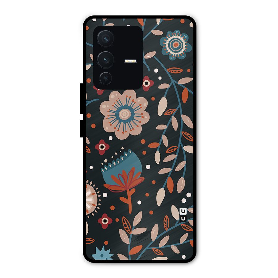 Nordic Arts Flowery Space Metal Back Case for Vivo V23 Pro