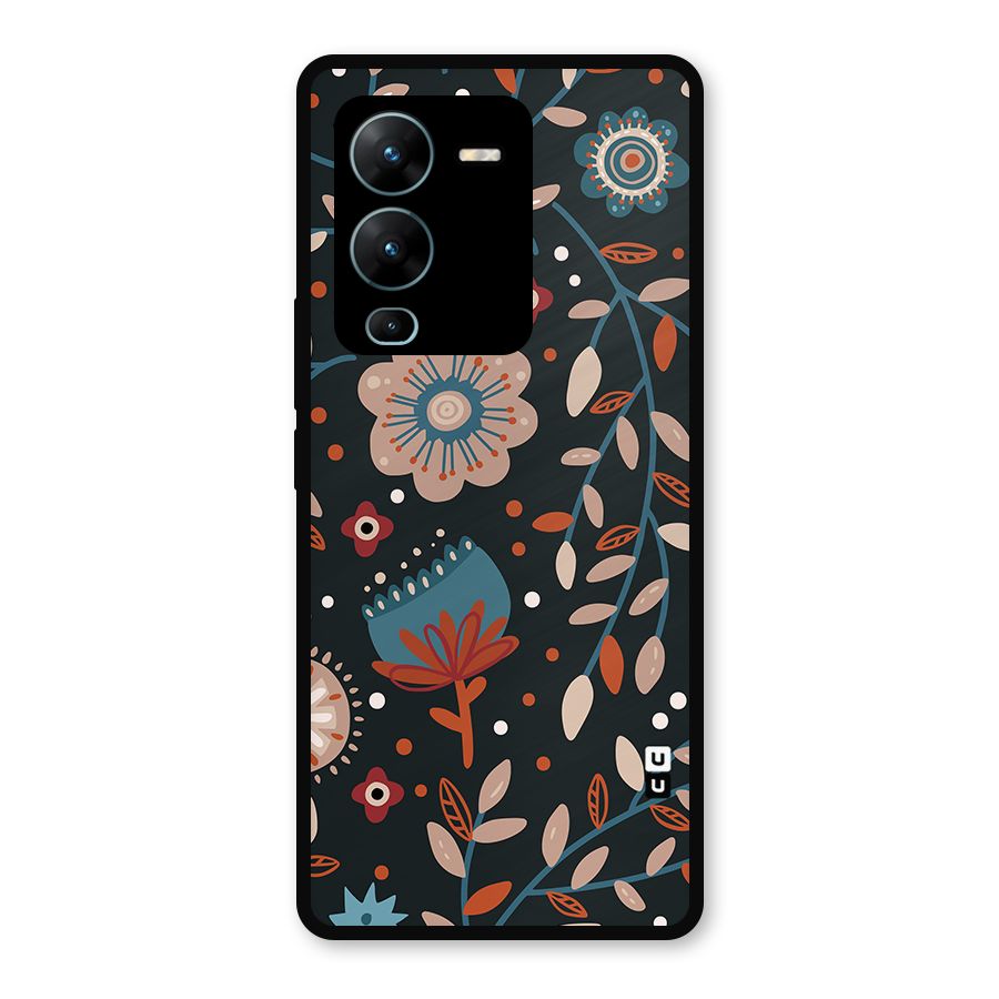 Nordic Arts Flowery Space Metal Back Case for Vivo V25 Pro