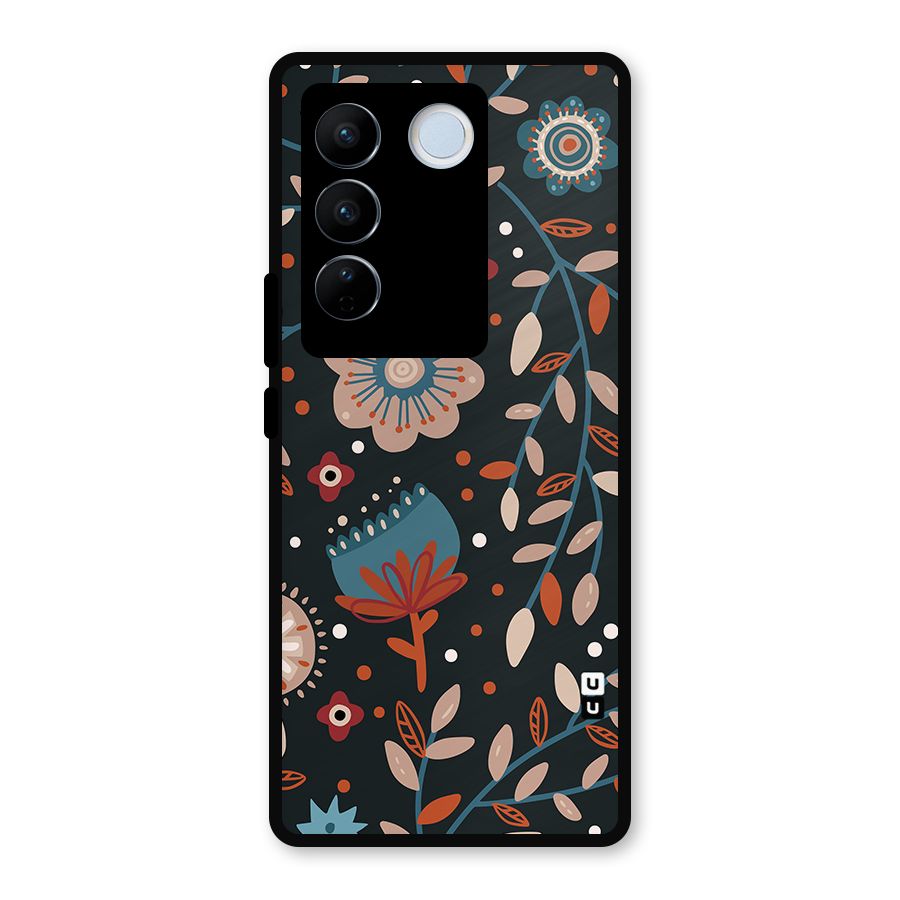 Nordic Arts Flowery Space Metal Back Case for Vivo V27