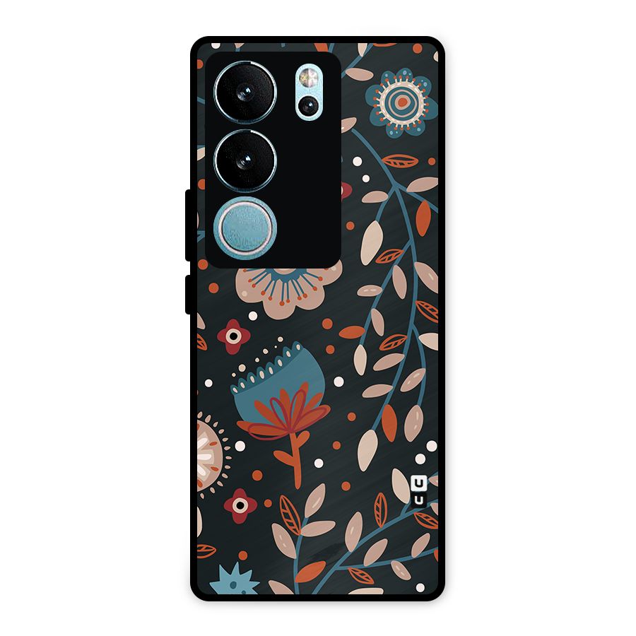 Nordic Arts Flowery Space Metal Back Case for Vivo V29 Pro