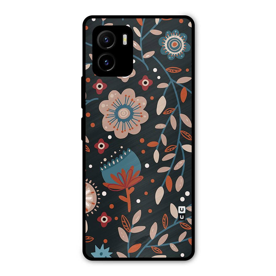 Nordic Arts Flowery Space Metal Back Case for Vivo Y15s
