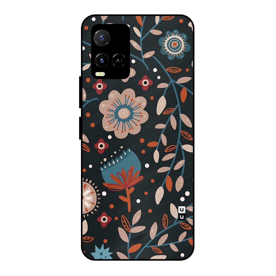 Nordic Arts Flowery Space Metal Back Case for Vivo Y21