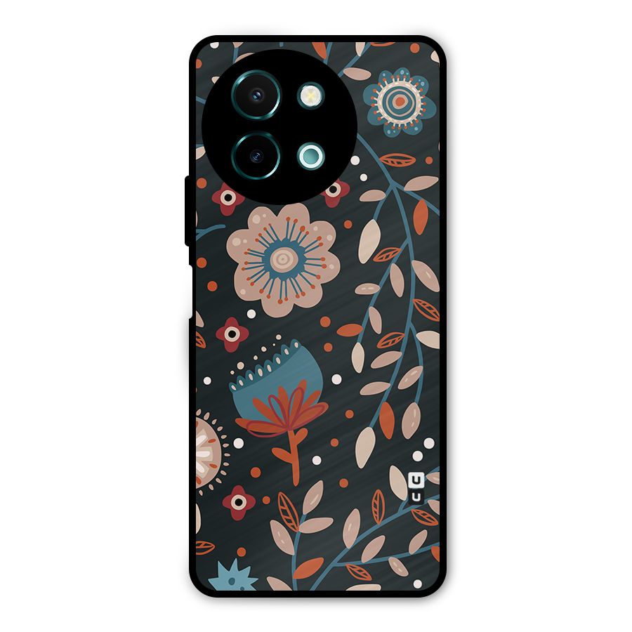 Nordic Arts Flowery Space Metal Back Case for Vivo Y58