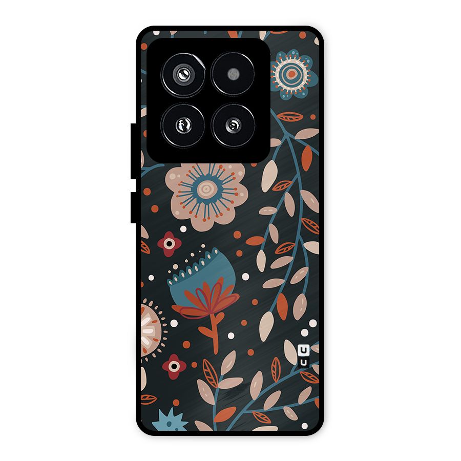 Nordic Arts Flowery Space Metal Back Case for Xiaomi 14 Pro