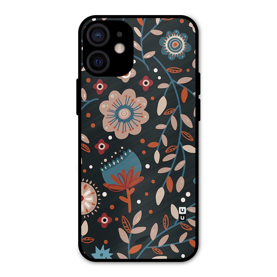 Nordic Arts Flowery Space Metal Back Case for iPhone 12 Mini