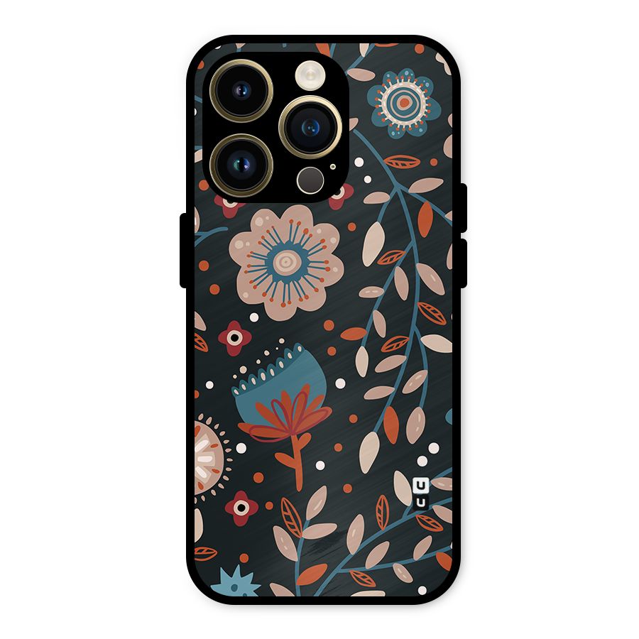 Nordic Arts Flowery Space Metal Back Case for iPhone 14 Pro