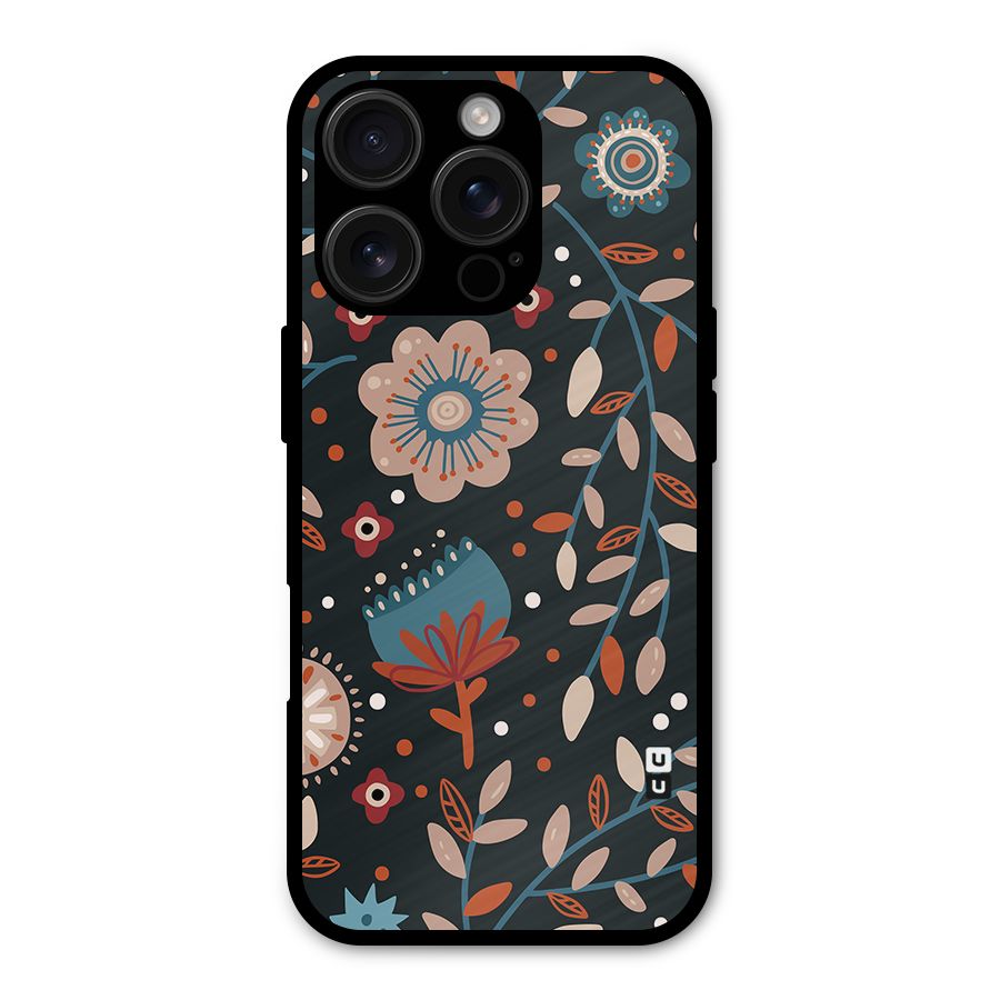 Nordic Arts Flowery Space Metal Back Case for iPhone 16 Pro