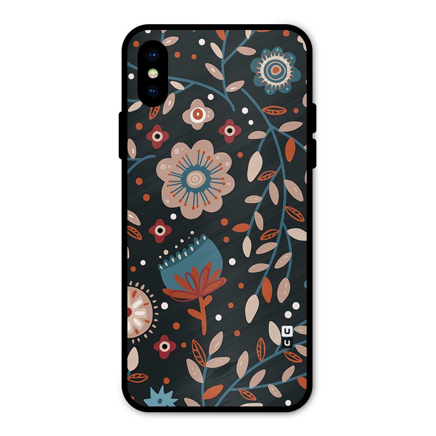 Nordic Arts Flowery Space Metal Back Case for iPhone X