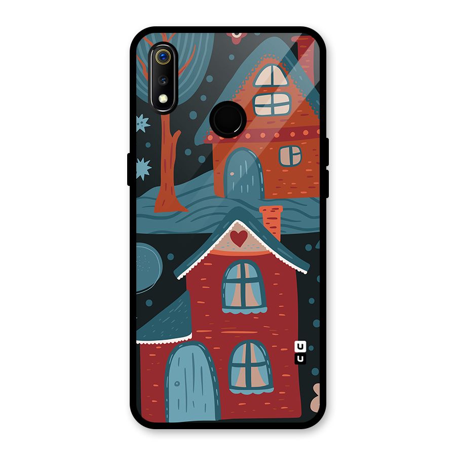 Nordic Arts Houses Glass Back Case for Realme 3i