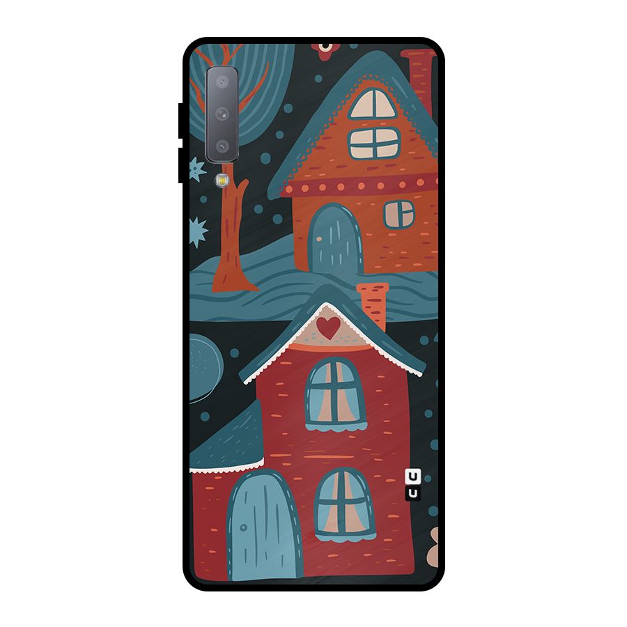 Nordic Arts Houses Metal Back Case for Galaxy A7 (2018)