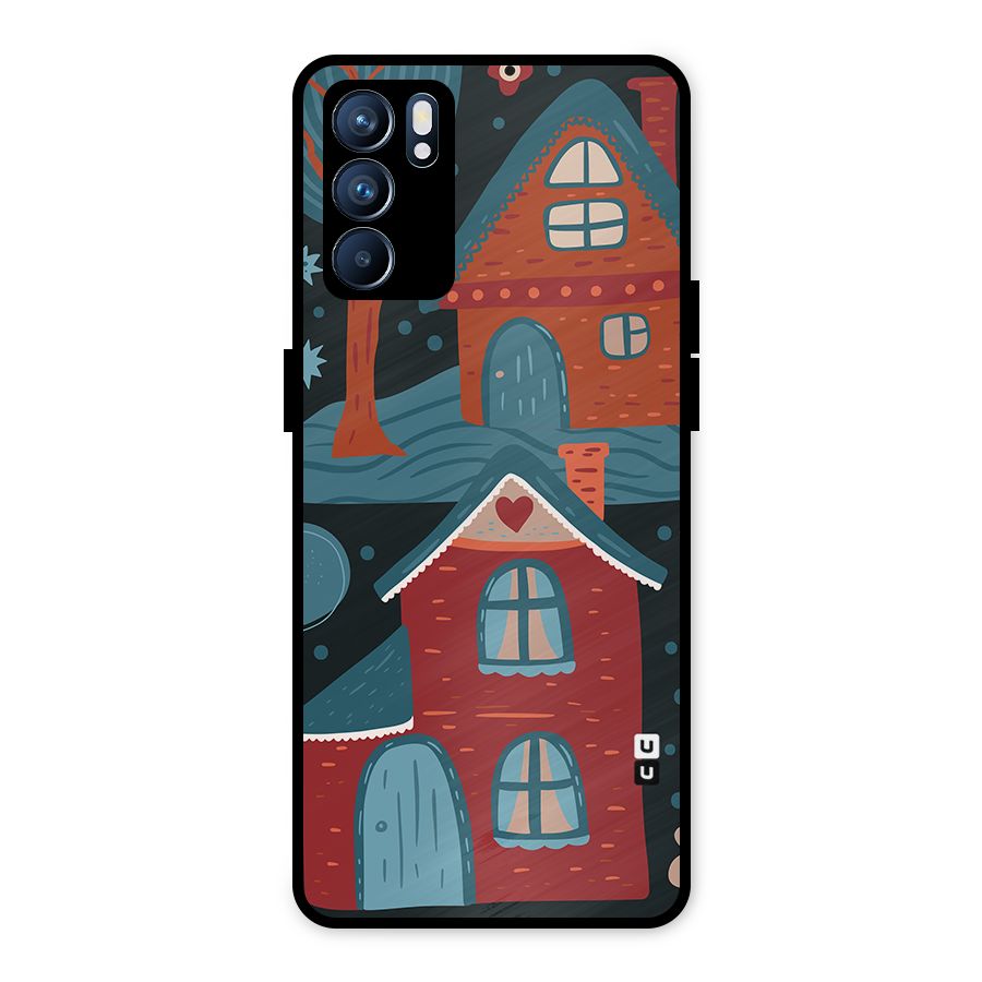 Nordic Arts Houses Metal Back Case for Oppo Reno6 5G