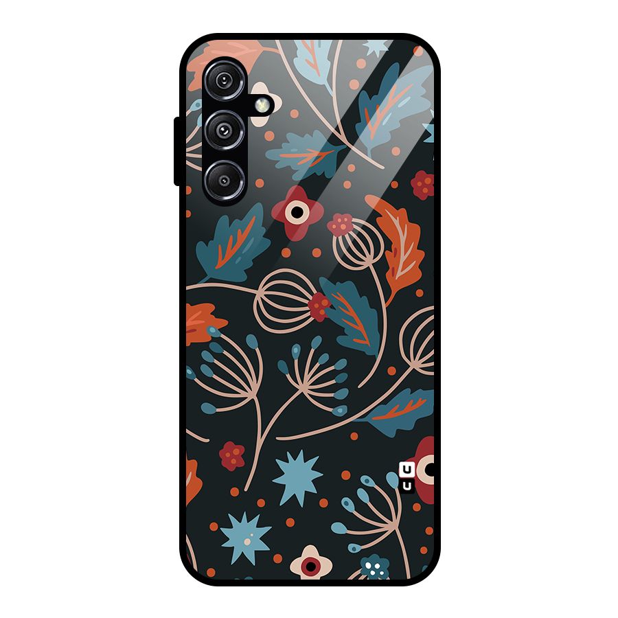 Nordic Arts Leaves Glass Back Case for Galaxy M34 5G
