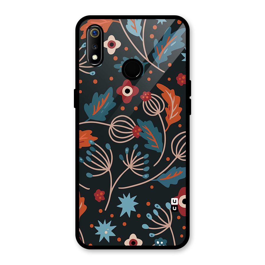 Nordic Arts Leaves Glass Back Case for Realme 3