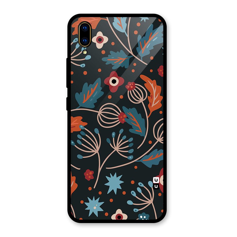 Nordic Arts Leaves Glass Back Case for Vivo V11 Pro