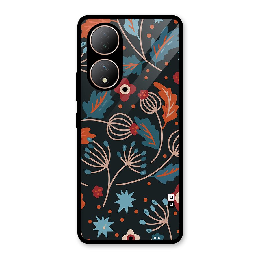 Nordic Arts Leaves Glass Back Case for Vivo Y100A